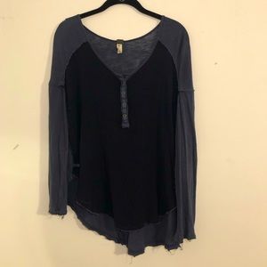Blue Free People Long Sleeved Shirt